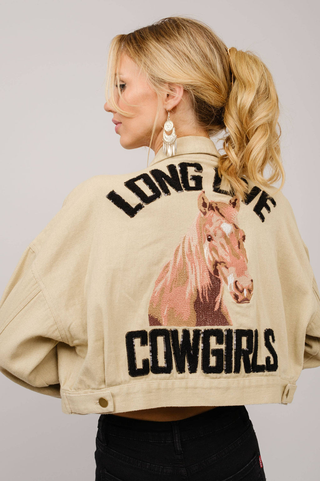 36341J - Long Live Cowgirls Patch Twill Denim Jacket