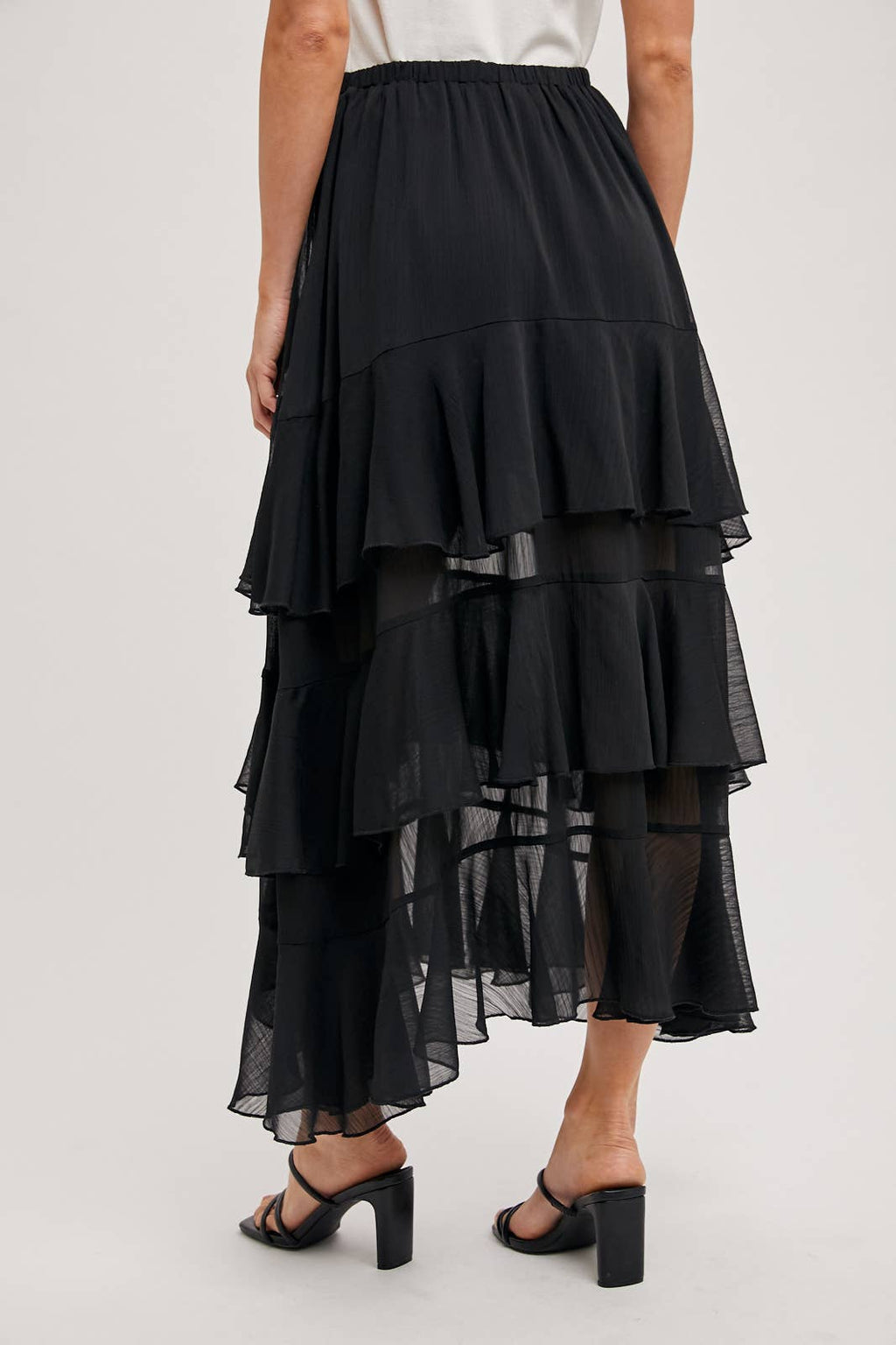 TIERED RUFFLE MAXI SKIRT WITH LINING