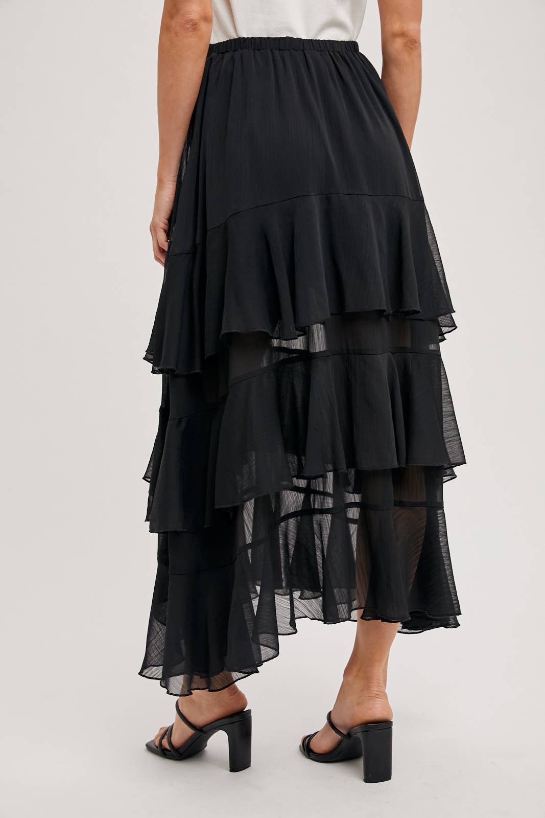 TIERED RUFFLE MAXI SKIRT WITH LINING