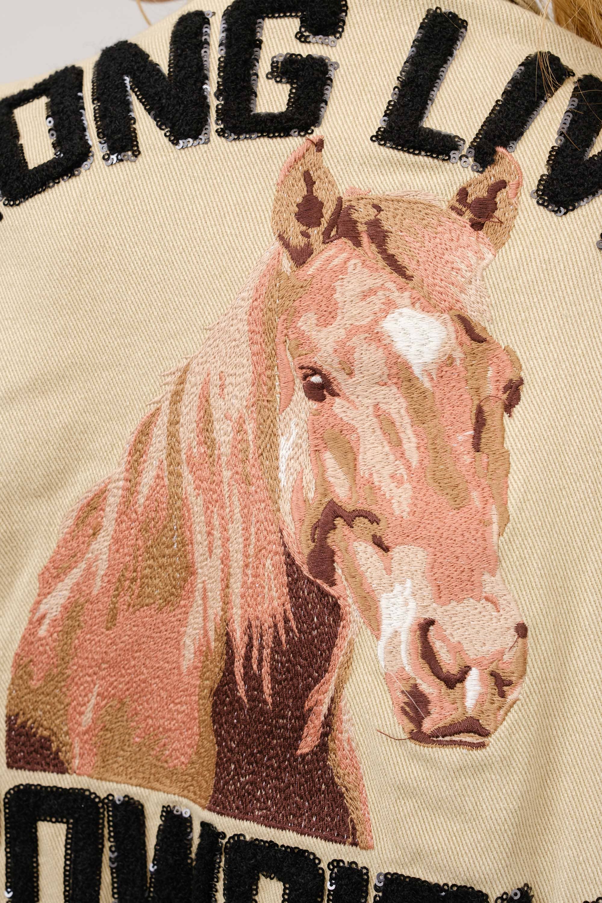 36341J - Long Live Cowgirls Patch Twill Denim Jacket